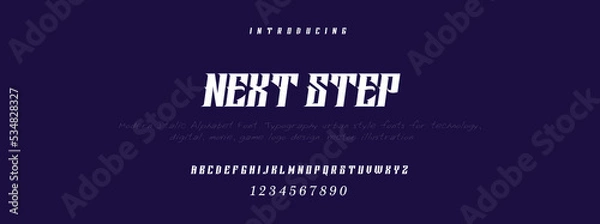 Obraz NEXT STEP Sports minimal tech font letter set. Luxury vector typeface for company. Modern gaming fonts logo design.