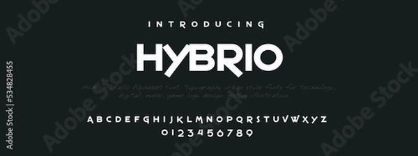 Obraz HYBRIO Sports minimal tech font letter set. Luxury vector typeface for company. Modern gaming fonts logo design.