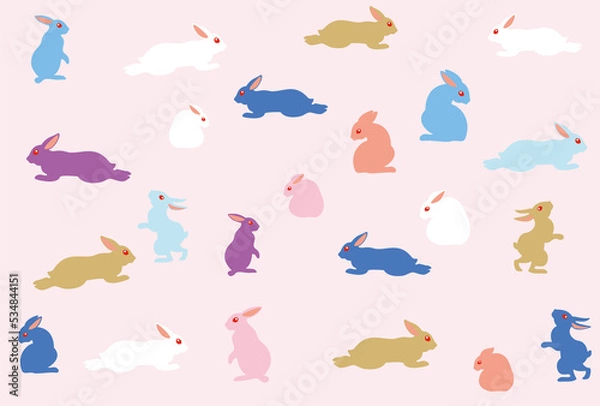 Fototapeta シンプルなうさぎのイラストの年賀状素材