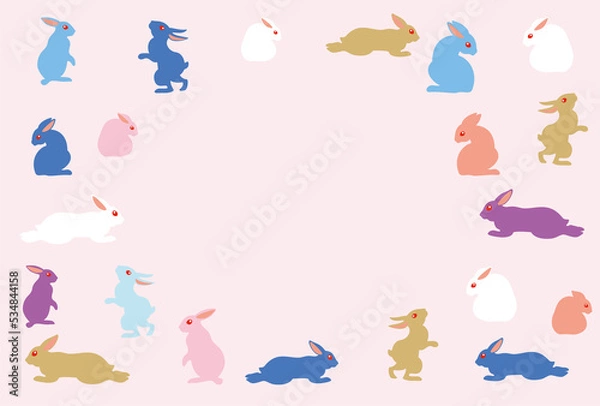 Fototapeta シンプルなうさぎのイラストの年賀状素材