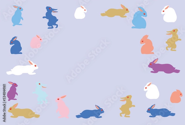 Fototapeta シンプルなうさぎのイラストの年賀状素材