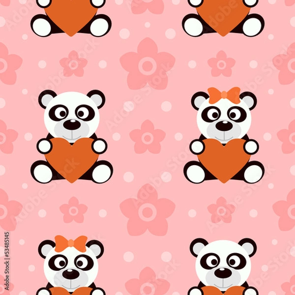 Fototapeta Seamless background with funny pandas