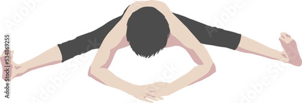 Fototapeta 開脚ストレッチをする男性のベクターイラスト