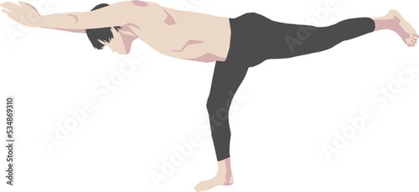 Obraz 戦士のポーズ3（ヴィーラバドラーサナ3）の男性のベクターイラスト