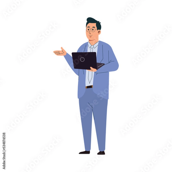 Obraz Illustration business man use laptop