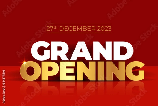 Obraz Grand Opening Ceremony Invitation, Flyer Design. Grand opening elegant luxury banner.
Grand Opening typography font.