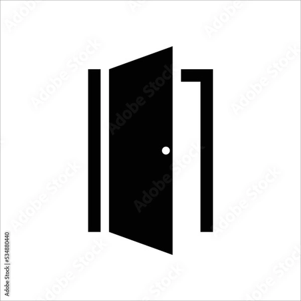 Obraz slightly open door in dark, black and white versions for company's brand