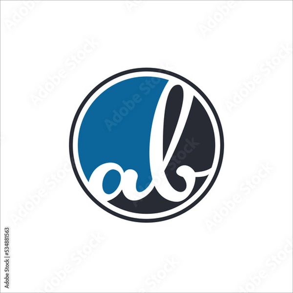 Obraz Handwritten letters AB A B logo design with simple circle vector illustration. Creative icon with letter A and B.