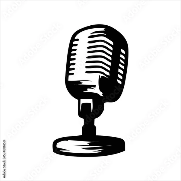 Obraz Black silhouette retro stage microphone icon vector stock illustration