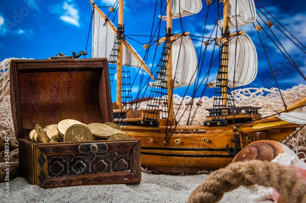 Fototapeta Decorative summer composition with hard light, vivid colors