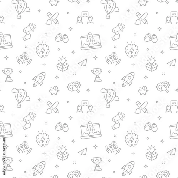 Fototapeta Startup business vector background. Start up seamless pattern design.