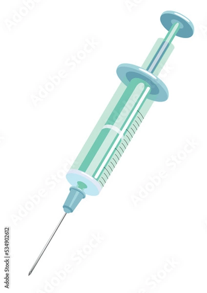 Fototapeta Syringe injector application with needle isolated on the white background