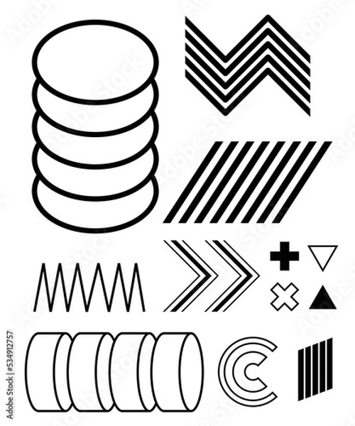 Obraz geometric outline line black element shape collection pack