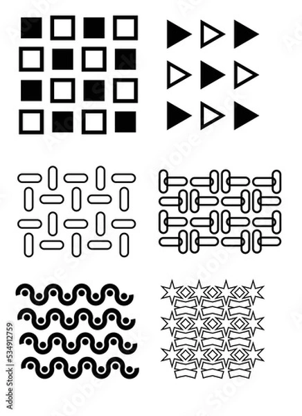 Obraz Black line outline set of geometric shapes pattern element