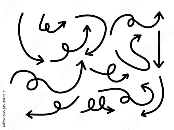 Obraz doodle arrow line stroke, outline element pack collection