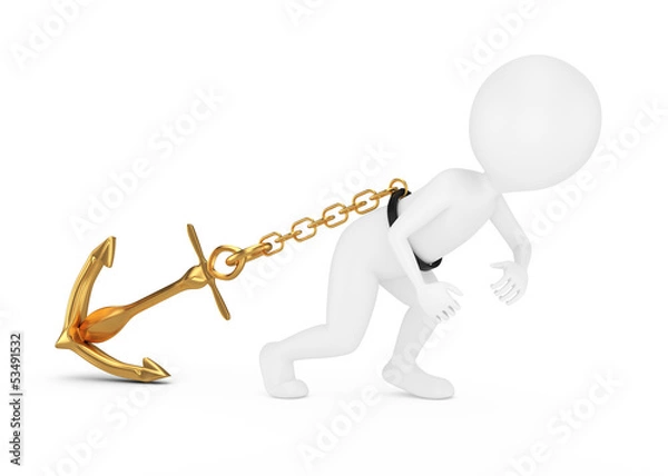 Obraz 3d man pulls anchor