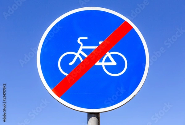 Obraz Not allowed sign for bikes lane against the blue sky