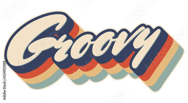 Obraz Retro rainbow Groovy lettering. Transparent PNG clipart.