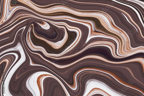 Fototapeta Striped painted brown background, dark texture with bright colorful lines. Creative psychedelic design. Modern backdrop, flowing effect. Graphic pattern. Flow of liquid paint. Art marbled decoration.