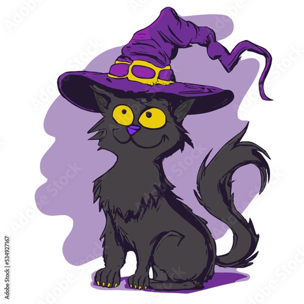 Fototapeta Halloween cat with hat