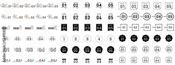 Obraz 数字　ポイント　あしらい　シンプル