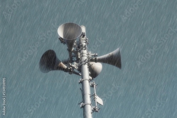 Obraz 嵐の中の防災放送