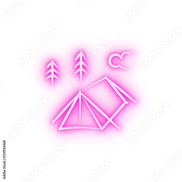 Fototapeta camp tent neon icon