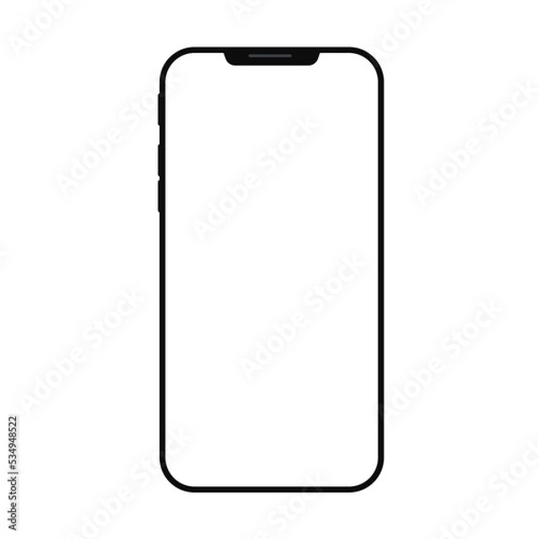 Fototapeta Realistic smartphone frame with blank screen. Mobile device UI UX mockup for precentation template on white background. Vector illustration. EPS 10