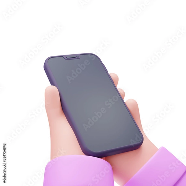 Obraz 3D hands with phone, 3D rendering illustration
