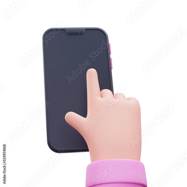 Obraz 3D hands with phone, 3D rendering illustration