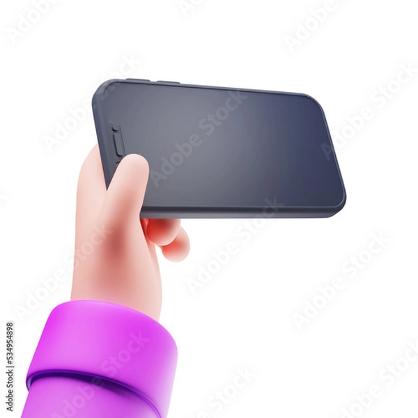Obraz 3D hands with phone, 3D rendering illustration