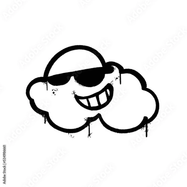 Obraz Graffiti spray paint Cool Cloud Isolated Vector
