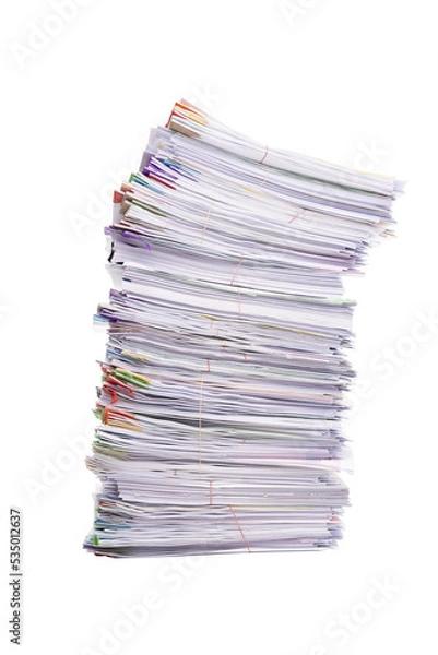 Fototapeta Stack of business documents papers isolated on white background