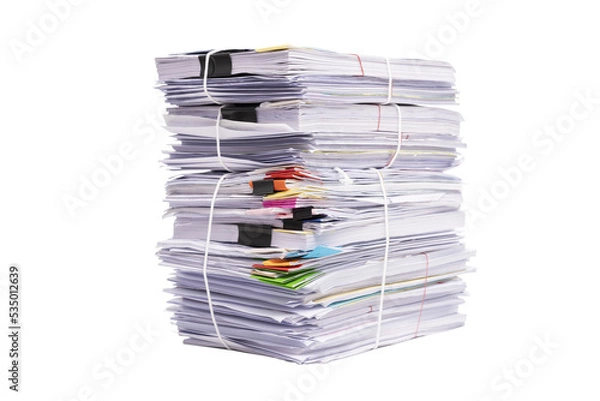 Fototapeta Stack of business documents papers isolated on white background
