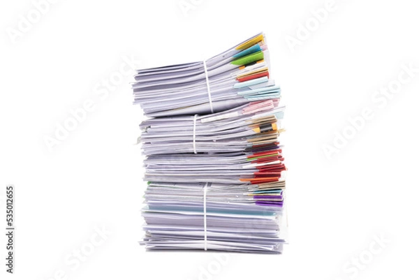 Obraz Stack of business documents papers isolated on white background