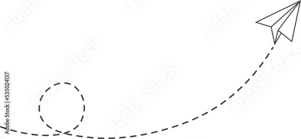 Fototapeta Dashed Line Paper Airplane Route