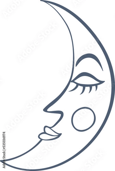 Fototapeta Decorative moon line art