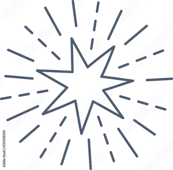 Fototapeta Star with rays line art