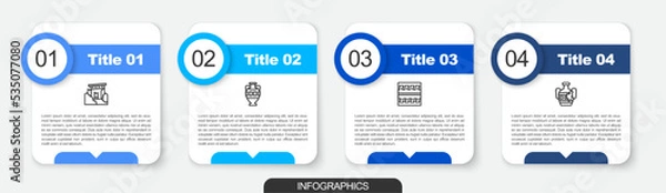 Fototapeta Set line Ancient ruins, amphorae, Greek pattern and Broken. Business infographic template. Vector