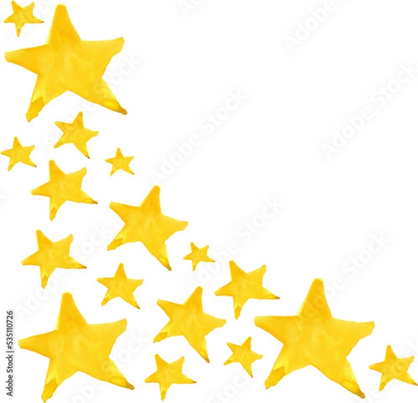 Fototapeta Watercolor five pointed star symbol frame template background isolated art