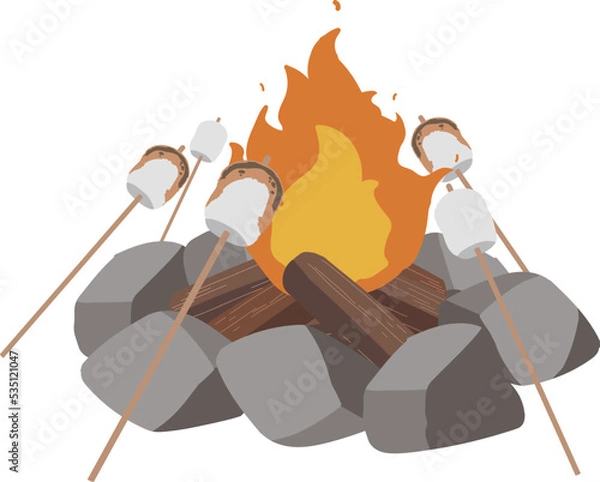 Obraz 焚火でマシュマロを焼く　複数