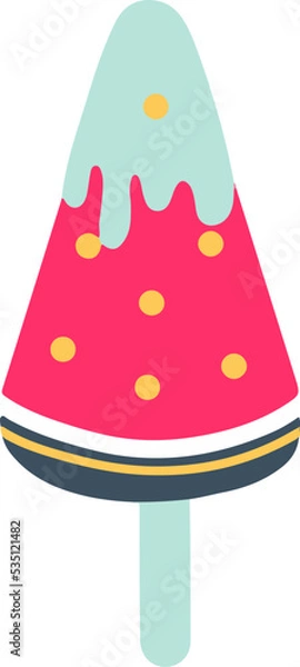 Fototapeta Cheerful Watermelon Ice Cream Summer Vacation Illustration