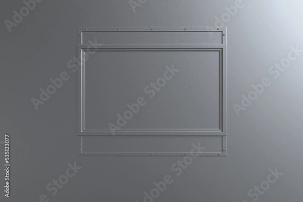 Fototapeta metallic silver wall with frame background 3d rendering