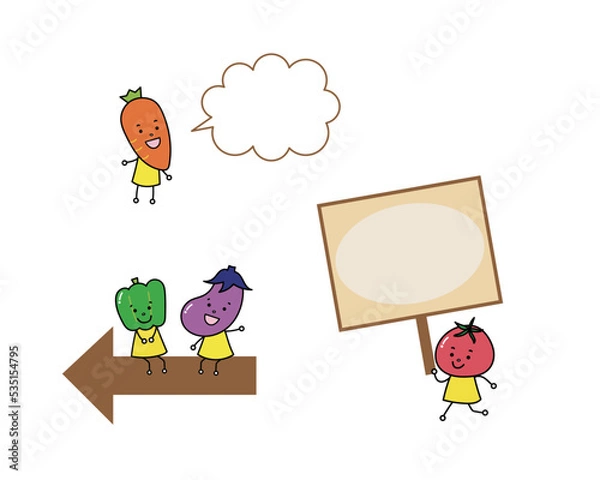 Obraz 野菜達のワンポイント挿絵イラストセット