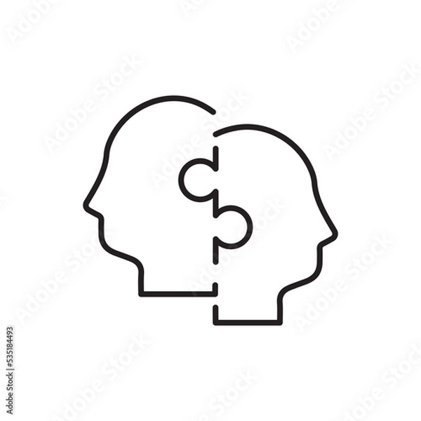 Fototapeta Puzzle collaboration icon. Outline puzzle collaboration icon for web design isolated on white background