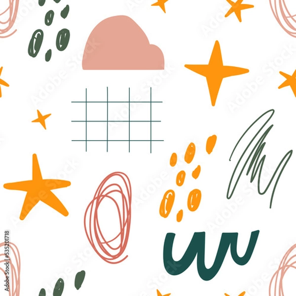 Obraz Modern stylish greek pattern with abstract scribbles and elements