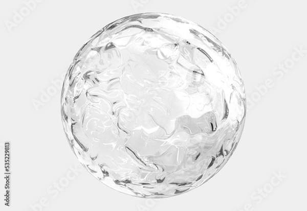 Fototapeta Ice ball isolated on white background with clipping path. Abstract sphere glossy geometric object for food and drink.