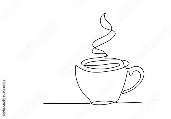 Obraz One continuous line drawing of hands holding a cup of hot coffee.