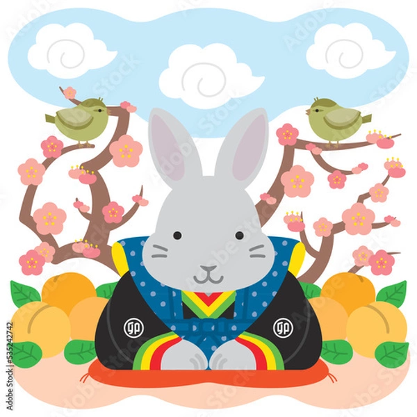 Obraz 正座するウサギ