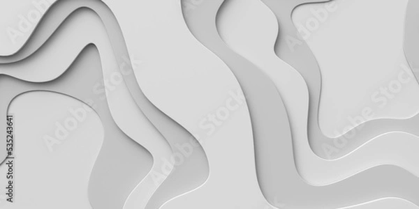 Fototapeta Abstract background and paper cut shapes. 3d render.